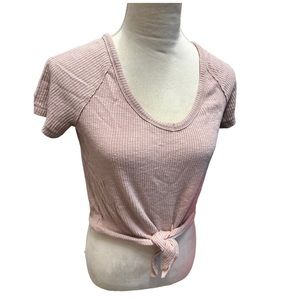 Abercrombie Baby Pink T Shirt with Tie Waist